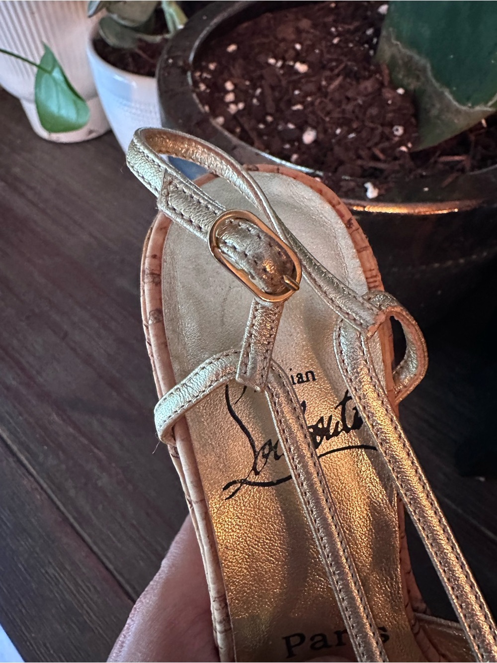 Christian Louboutin Metallic Gold Wedges - Picture 9 of 10